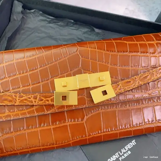 Repzbay REP YSL IN LEATHER CLUTCH MANHATTAN CROCODILE-EMBOSSED 0518